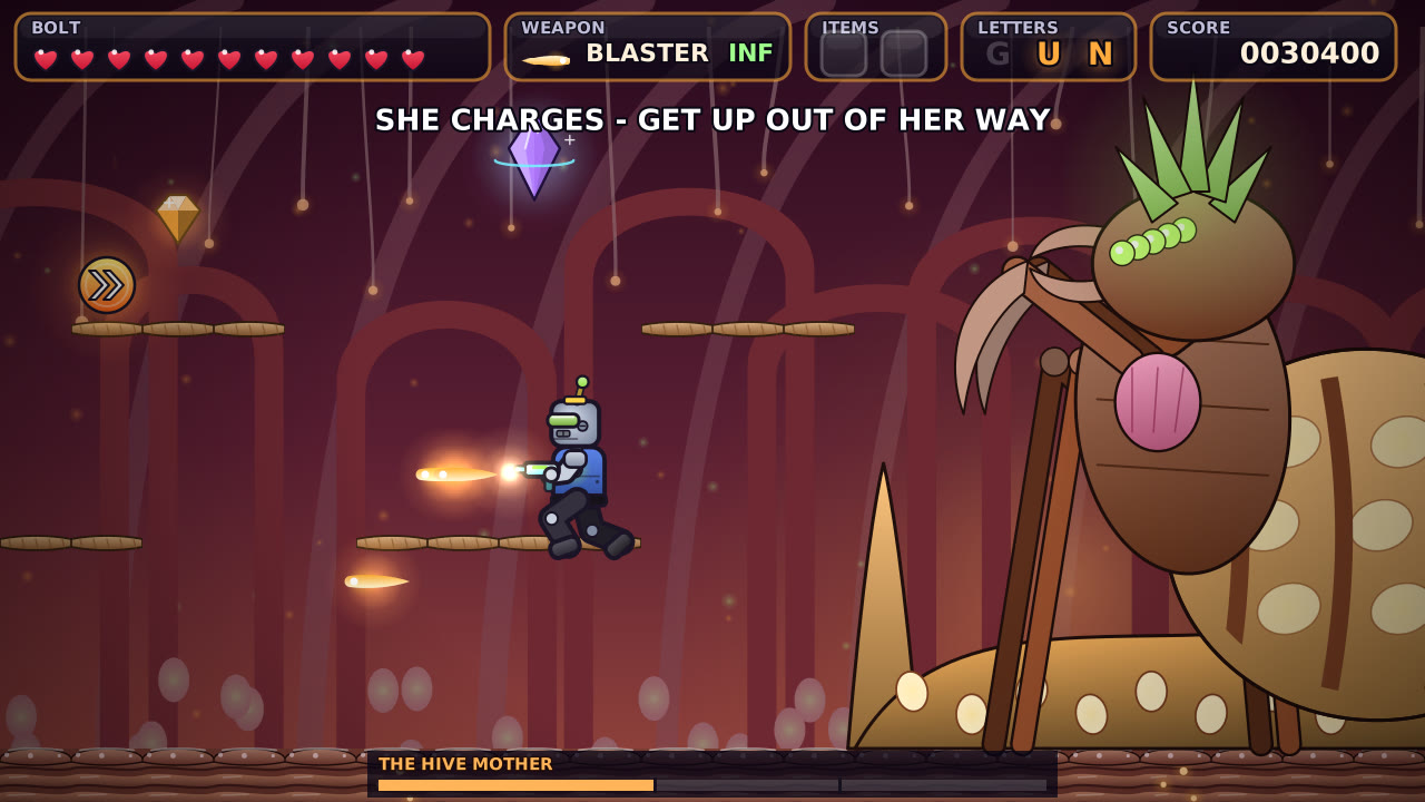 The Hive Mother charging at a runner in her chamber.