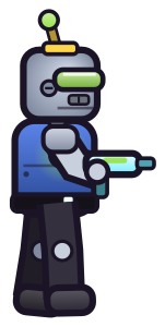 Bolt: a robot with an antenna and a green visor.